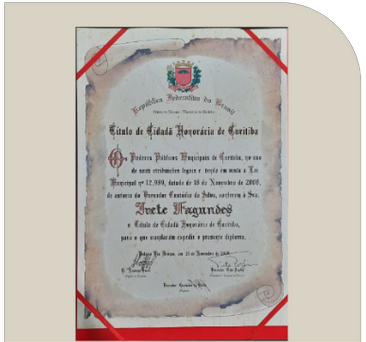 Título de Cidadã Honorária de Curitiba concedido a Ivete Fagundes pela Câmara Municipal, 2008